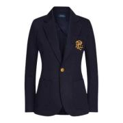 Marineblå Double Knit Jacuard Blazer