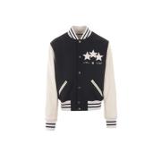 Sort Varsity Frakke med Logo Broderi