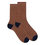 Beige Polka Dot Bomuld Korte Sokker