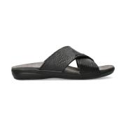 Sort Læder Slide Sandal