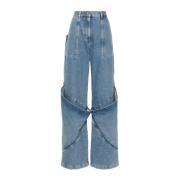 Blå Wide Leg Denim Jeans