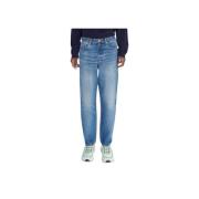 Indigo High Waist Straight Leg Jeans