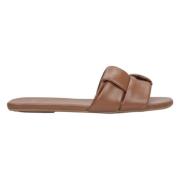 Brun Læder Slide Sandaler Elegant Stil