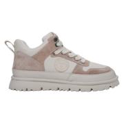 Luksuriøse Beige Læder Velour Sneakers