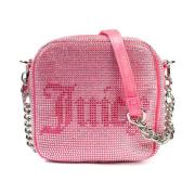 Pink Polyester Clutch med skinnende rhinestones