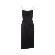 Sort Silke Satin Midi Kjole