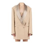 Creme Oversize Tuxedo Blazer