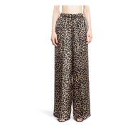 Leopard Print High-Waisted Wide Leg Bukser