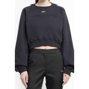 Sort Hvid Crop Crewneck Sweatshirt