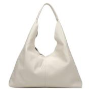 Krem Beige Hobo Taske i Italiensk Læder