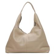 Sand Beige Hobo Taske Italiensk Læder