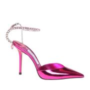 Fucsia Læder Pumps Ankelrem