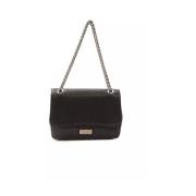 Elegant sort læder crossbody taske