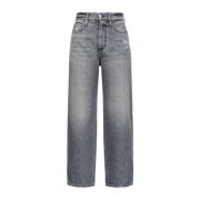 Grå Vasket Denim Straight Leg Jeans