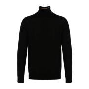 Sort Merinould Rullekrave Sweater