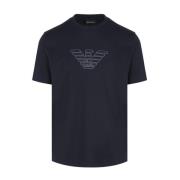 Bomulds T-shirt med branding i navy