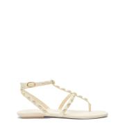 Pearlita Flad Sandal med Perlepynt