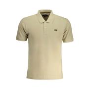 Beige Bomuld Polo Shirt med Korte Ærmer