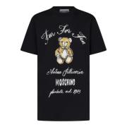 Sort Teddy Bear Print Oversized T-shirt