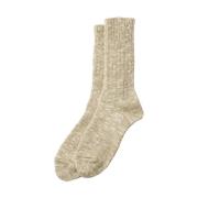 Beige Slub Crew Socks