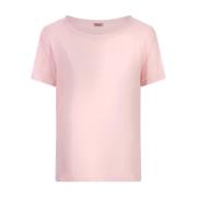 Silke Pink T-shirt med Rund Hals