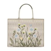 Blomster Shopper Taske Naturlige Toner