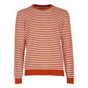 Orange Stribet Crew-Neck Pullover