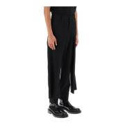 Slim Fit Wool Pants with Hip Panels