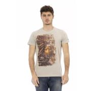 Beige Rund Hals Tee med Front Print