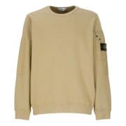 Beige Bomuldssweatshirt Rund Hals