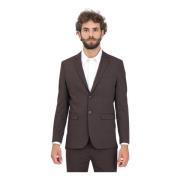 Brun Slim Fit Blazer Jakke