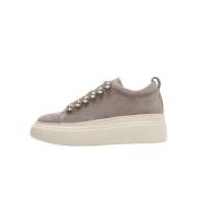 Strass Lace-Up Suede Sneakers