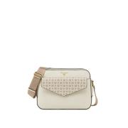 Beige Skuldertaske med Ikonisk Print