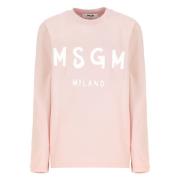 Pink Bomuld T-shirt med Logo Print