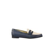 Elvire Navy og beige læder loafer