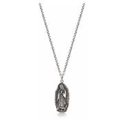 Mens Silver Necklace with Our Lady of Guadalupe Pendant