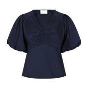 Irina Poplin Bluse Navy