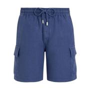 Solide Linned Cargo Bermuda Shorts