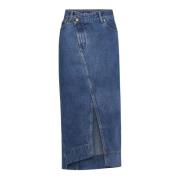 Asymmetrisk Midi Denim Nederdel