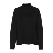 Sort Rollneck Pullover Strik