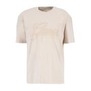 Broderet logo bomulds T-shirt - Beige