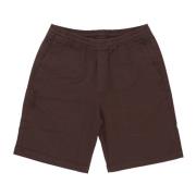 Brun Jogger Shorts Elastisk Talje Lommer