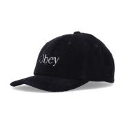 Velvet Curved Visor Strapback Cap Sort