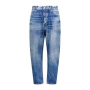 Blå Cropped Denim Jeans