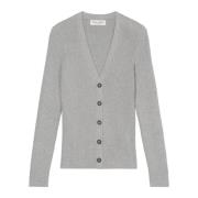 Ribstrik V-hals cardigan slim