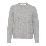 Åben Ryg Pullover Grå Melange Sweater