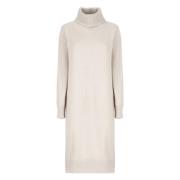 Beige Uld Cashmere Silke Kjole Paillet