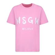 Pink White Logo T-Shirt Rundhals Korte Ærmer