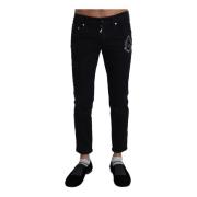 Sort Broderede Slim Jeans