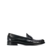 Sorte Læder Penny Loafers